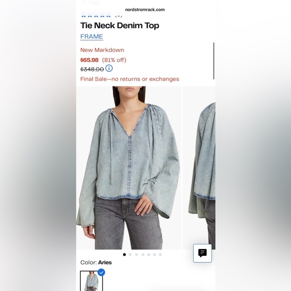 Frame Denim Blue Women's Top. NWT. Medium. - Picture 11 of 11